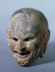 Gigaku mask (Gigakumen) perhaps representing Shishiko, Suikoju or Taikoji, Nara period, c.754
